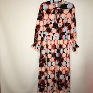 SHEIN Geometric Tie Maxi Dress
